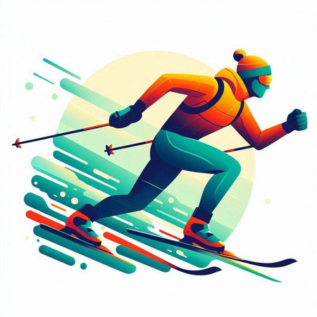 Cross-country skier. Colorful vector illustration for your designのイラスト素材