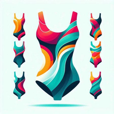 vector swimsuit with colorful pattern on a white background. vector illustrationのイラスト素材