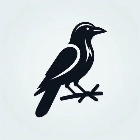 Crow icon. Vector illustration of a crow on a branch.のイラスト素材