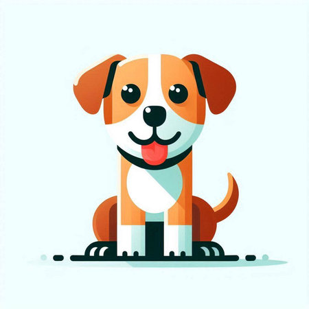Cute cartoon dog. Vector illustration of a dog with a smile.のイラスト素材