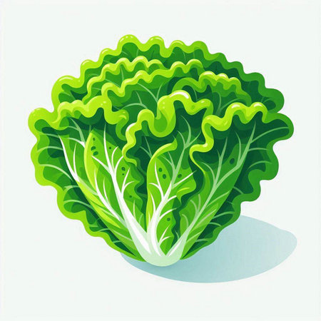 Illustration of a fresh green lettuce isolated on a white background.のイラスト素材