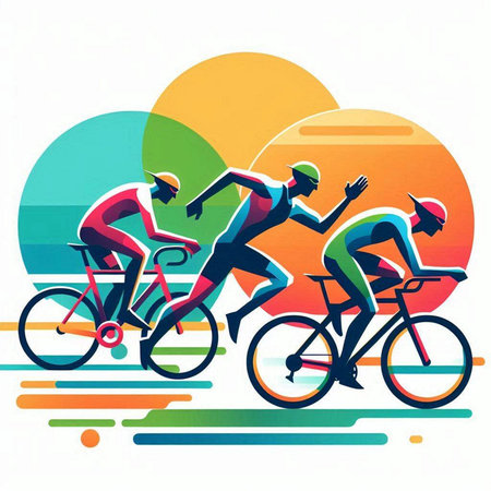 Cyclists racing, vector illustration. Sport and healthy lifestyle.のイラスト素材