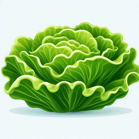 Illustration of a fresh green lettuce isolated on a white background.のイラスト素材