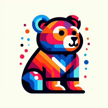 Panda bear colorful vector illustration, isolated on a white background.のイラスト素材