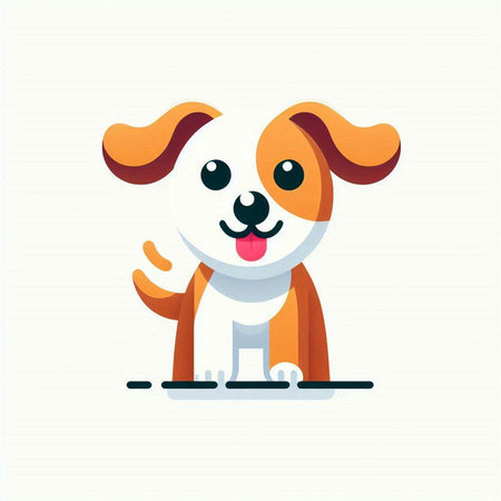 Cute cartoon dog on white background. Vector illustration in flat style.のイラスト素材
