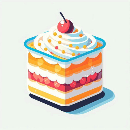 Cake vector illustration. Isometric illustration of cake vector icon.のイラスト素材