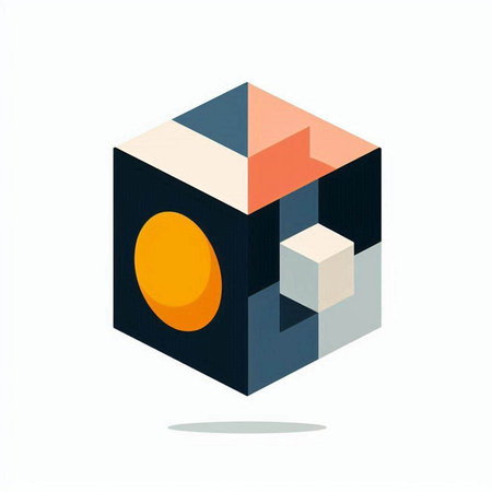 3D cube with geometric elements. Vector illustration. Eps 10.のイラスト素材