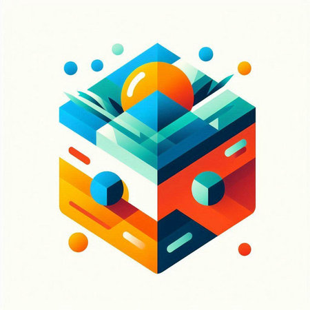 Abstract geometric background with 3d cubes and lines. Vector illustration.のイラスト素材