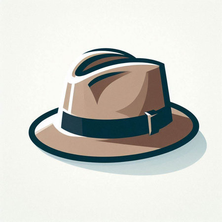 Illustration of a brown hat on a white background with shadow.のイラスト素材