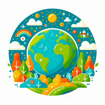 Vector illustration of Earth day. World environment day concept. Flat style.のイラスト素材