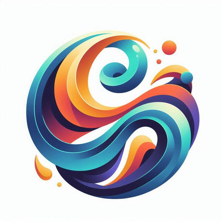 abstract blue and orange spiral on a white background, vector illustrationのイラスト素材