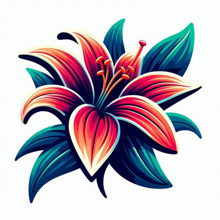 Illustration of lily flower on white background, vector illustration.のイラスト素材