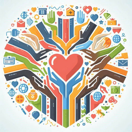 Human hands forming a heart shape. Charity and donation concept. Vector illustration.のイラスト素材