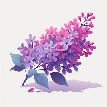 Branch of lilac on a white background. Vector illustration.のイラスト素材