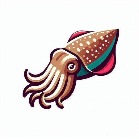 Illustration of a cartoon octopus, isolated on white background.のイラスト素材