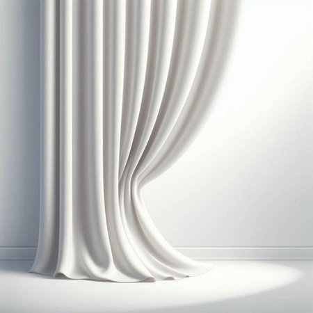 Curtain in the interior. 3d illustration. White background.のイラスト素材