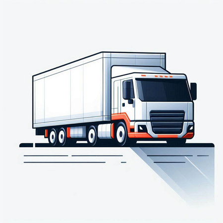 Vector illustration of a modern semi-trailer on the road.のイラスト素材