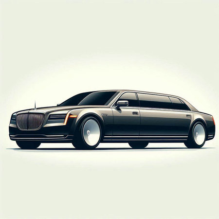 illustration of a luxury limousine on a white background.のイラスト素材