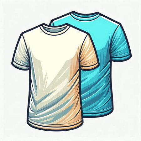 T-shirt design. Vector illustration of a white and blue t-shirt.のイラスト素材