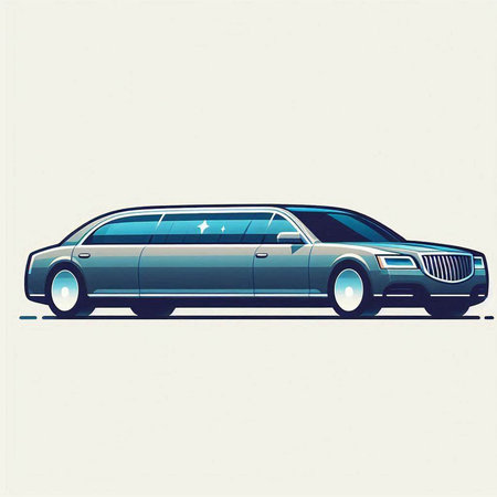 Vector illustration of a limousine on a light background. Side view.のイラスト素材