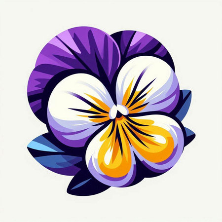 Beautiful colorful pansy flower on white background, vector illustration.のイラスト素材