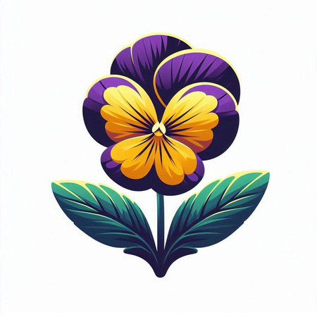 Colorful pansy flower isolated on white background, vector illustration.のイラスト素材