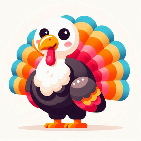 Vector illustration of a cute turkey on a white background. Cartoon style.のイラスト素材