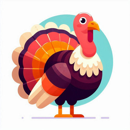 Turkey isolated on white background. Vector illustration in flat cartoon style.のイラスト素材