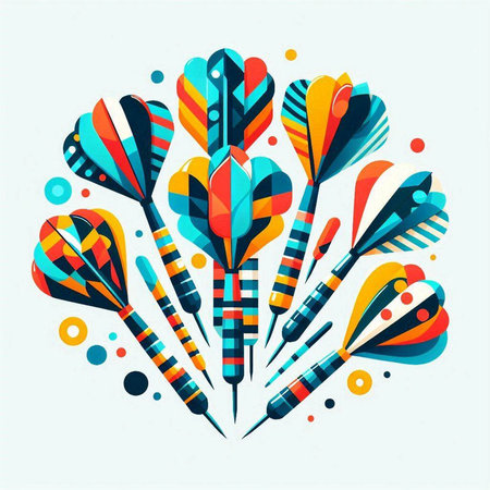 Darts in the shape of a heart. Colorful vector illustration.のイラスト素材