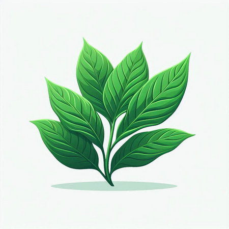 Green leaves on a white background. Vector illustration. Eps 10.のイラスト素材