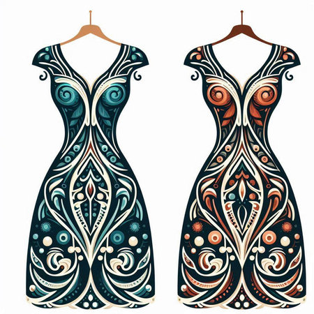 Vector illustration of a women's evening dress on a hanger.のイラスト素材