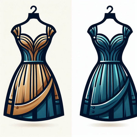 Women's evening dress on a mannequin. Vector illustration.のイラスト素材