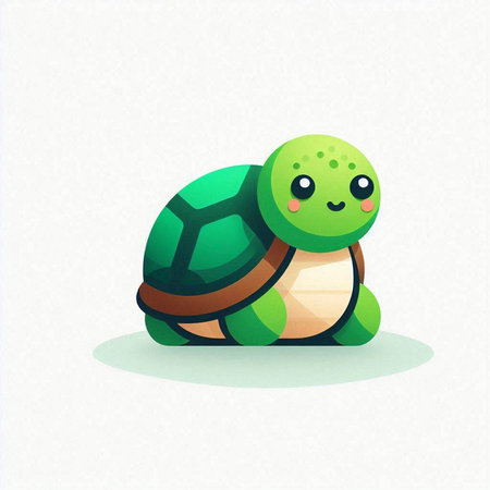 cute cartoon turtle on a white background, vector illustration, epsのイラスト素材