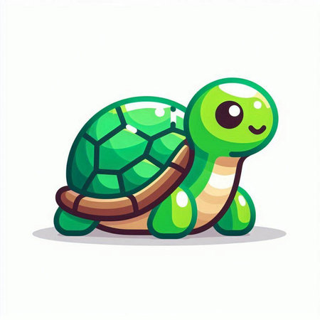 Cute cartoon turtle isolated on a white background. Vector illustration.のイラスト素材