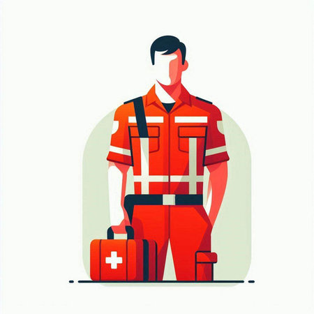 Vector illustration of a paramedic with a case in his hands.のイラスト素材
