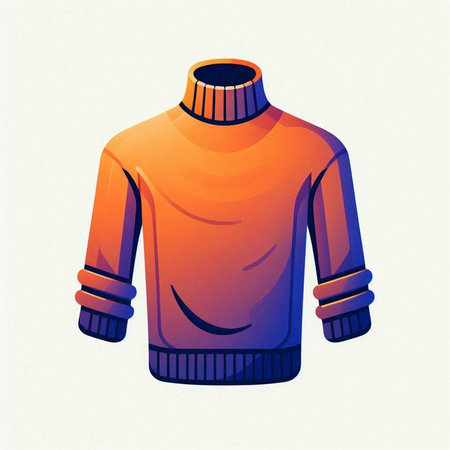 Illustration of an orange sweater on a white background, vector illustrationのイラスト素材