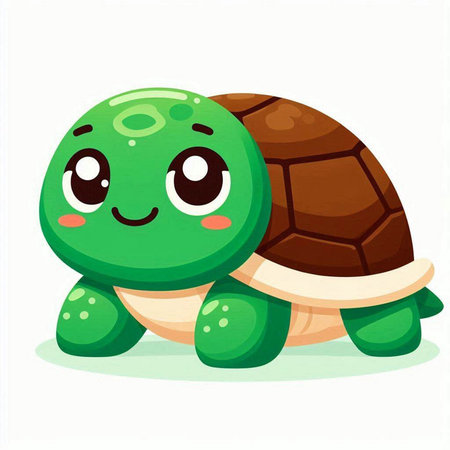 Cute cartoon turtle isolated on white background. Vector illustration of a cute animal.のイラスト素材