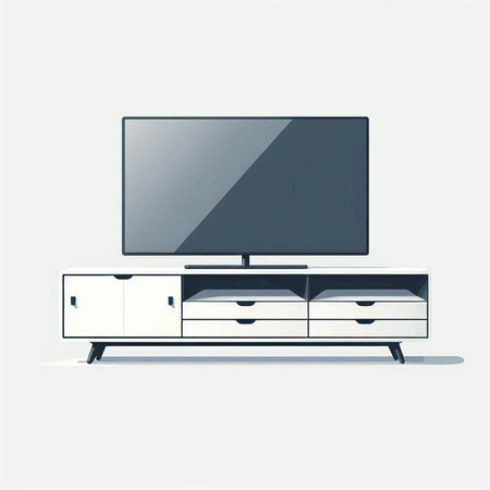 Tv on the cabinet. Vector illustration of a flat design.のイラスト素材