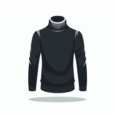 Illustration of a black long sleeve sweater isolated on a white backgroundのイラスト素材