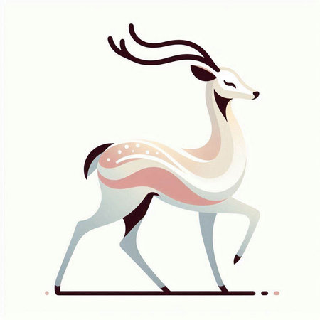 Vector illustration of a deer in the style of the 20th centuryのイラスト素材