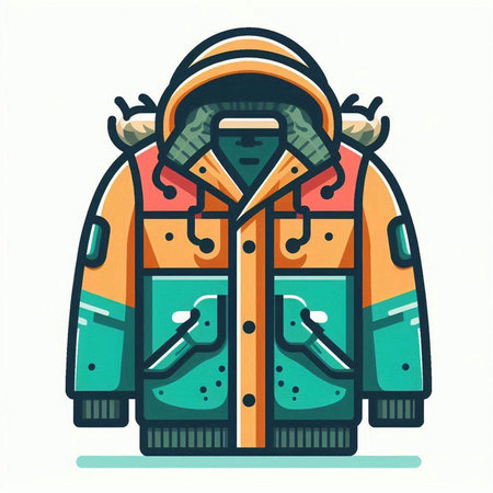 Vector illustration of a winter jacket with a hood on a white backgroundのイラスト素材