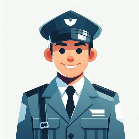 Policeman in uniform. Vector illustration in flat cartoon style.のイラスト素材