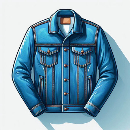 Denim jacket. Blue jacket on a white background. Vector illustrationのイラスト素材
