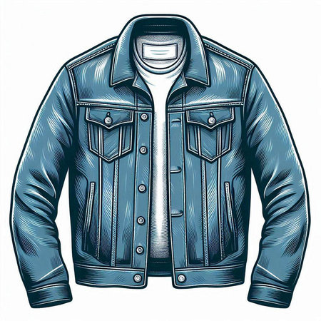 Vector illustration of a men's jacket in blue color on a white backgroundのイラスト素材