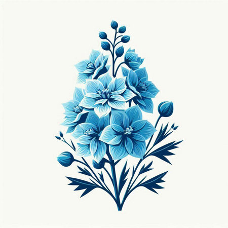 Vector illustration of blue flowers in the shape of a Christmas tree.のイラスト素材