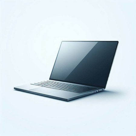 Laptop on a white background. 3d rendering. Computer digital drawing.のイラスト素材