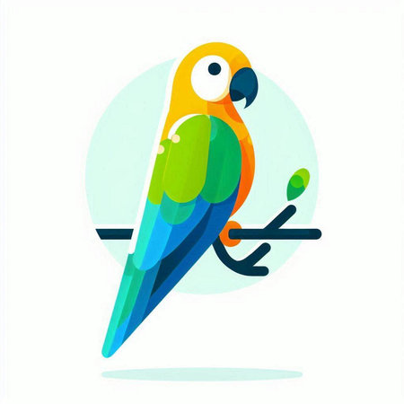 Colorful parrot on white background. Flat design. Vector illustration.のイラスト素材