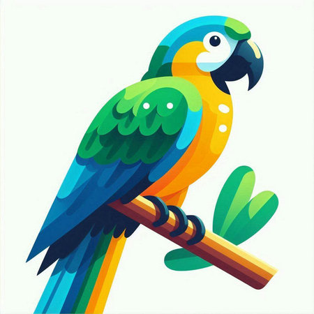 Colorful parrot isolated on a white background. Vector illustration.のイラスト素材