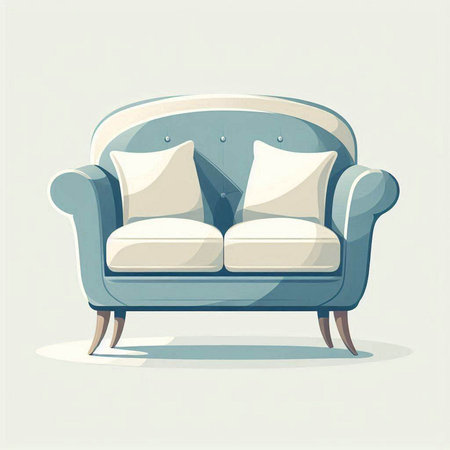 Sofa in retro style. Vector illustration in retro style.のイラスト素材