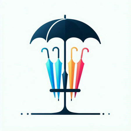 Umbrella and umbrellas on white background. Vector illustration.のイラスト素材